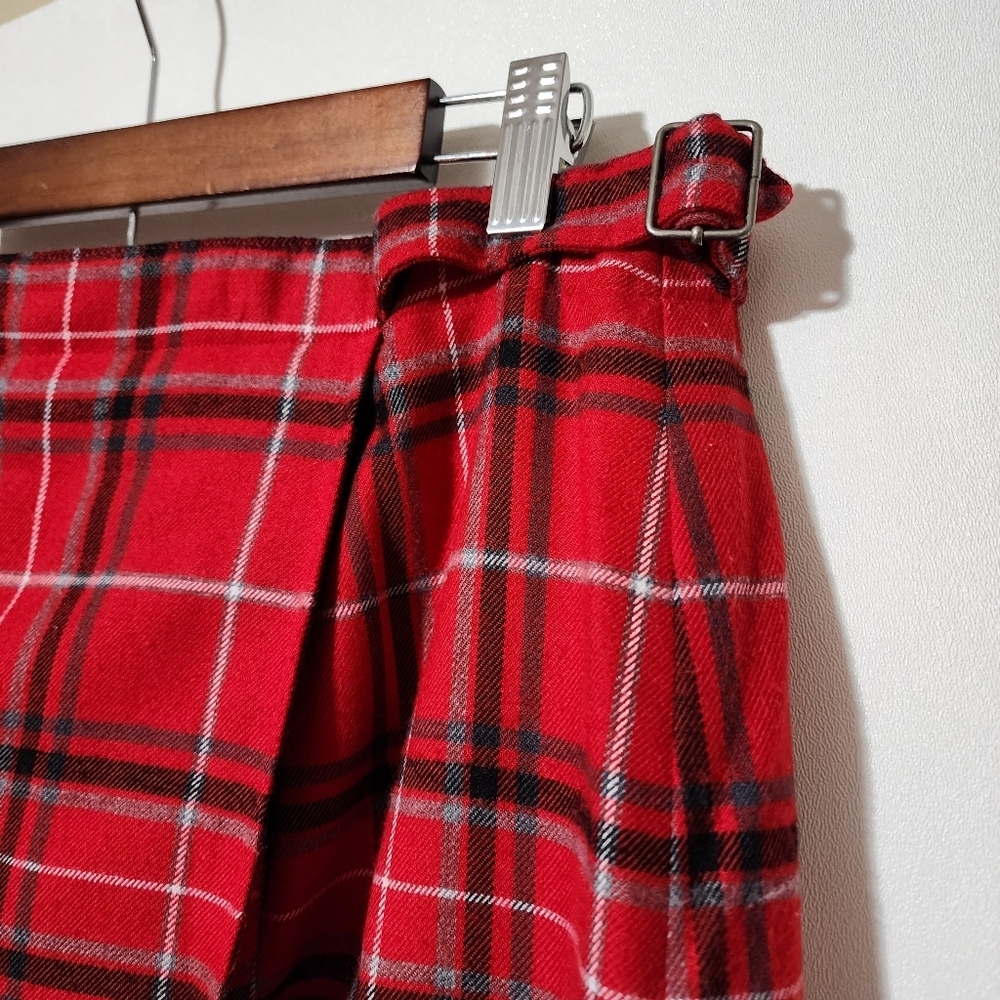 Liz Claiborne Crazy Horse Vintage Tartan Red Black Plaid Maxi Skirt - Picture 5 of 10